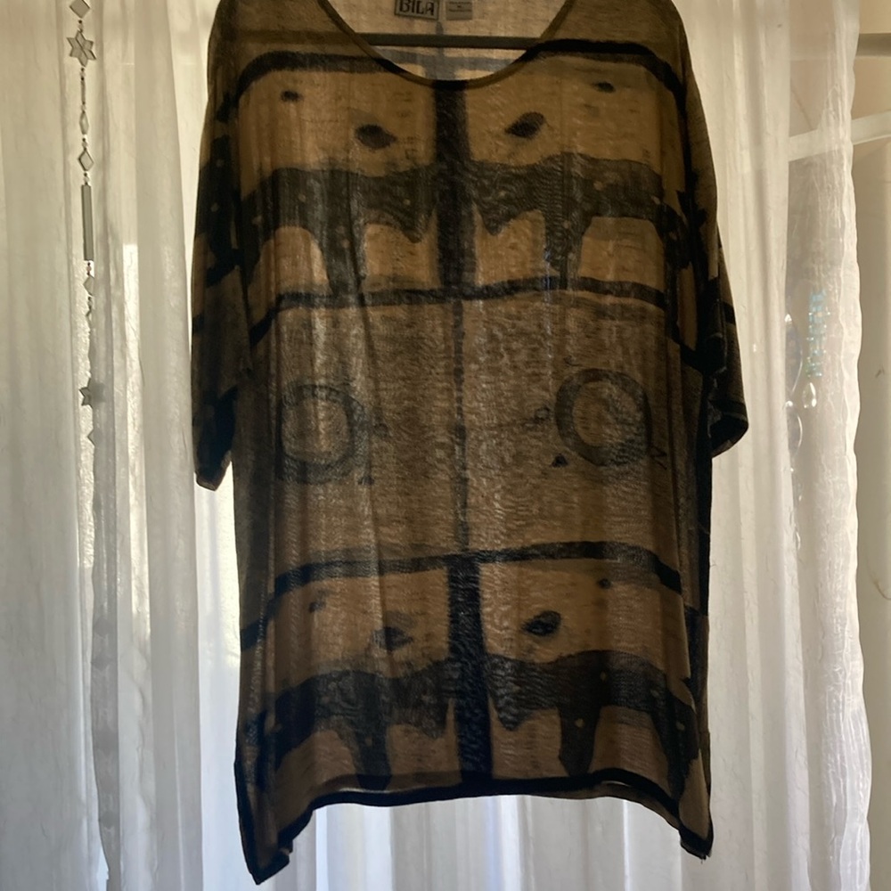 Bila Black and Tan Sheer Blouse